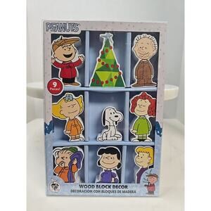 Peanuts 9pc Wood Block Decor: CHARLIE BROWN SNOOPY LUCY LINUS SALLY PIG PEN NEW!